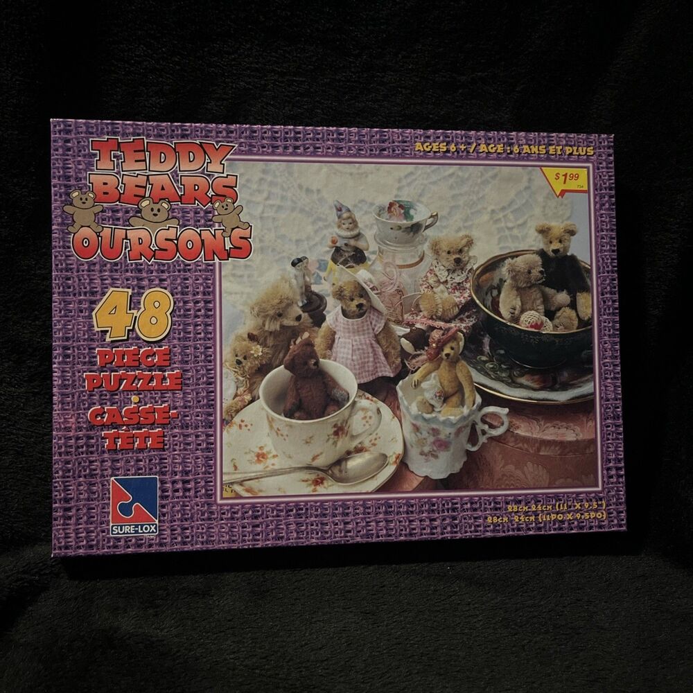 Sure-Lox Teddy Bears Oursons 48 Piece Casse-tete Puzzle 11" X 9.5" Ages 6+